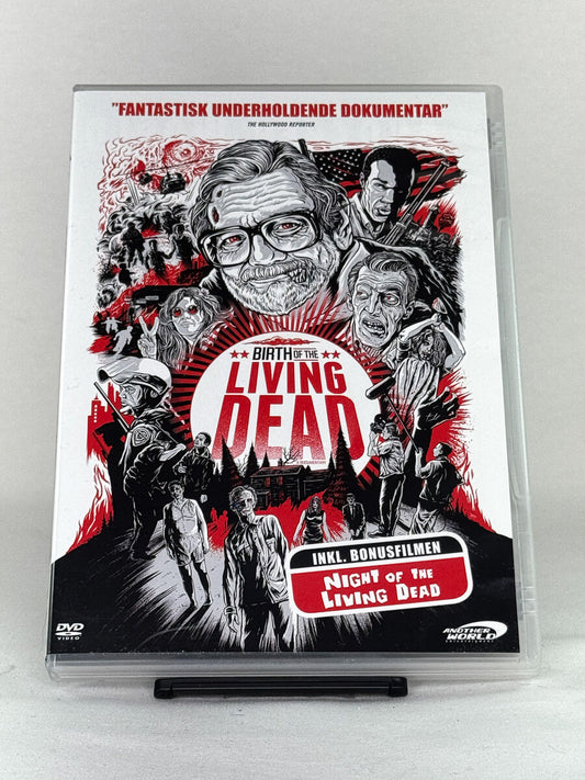 Forside av dokumentarfilmen Birth of the Living Dead – historien bak George A. Romeros kultklassiker Night of the Living Dead, utgitt av Another World Entertainment hos Brukbar Film.
