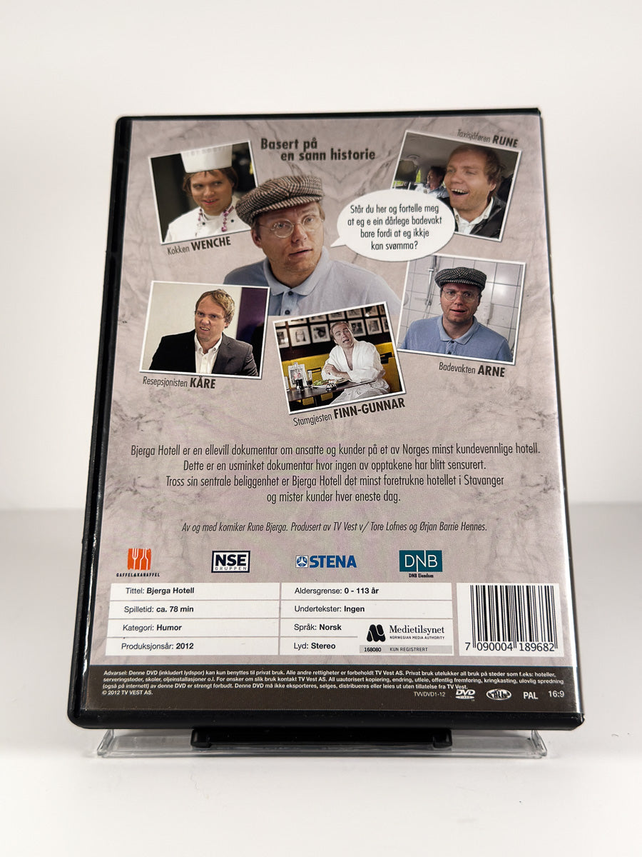 Bakside av cover til Bjerga Hotell – En usminket dokumentar på DVD