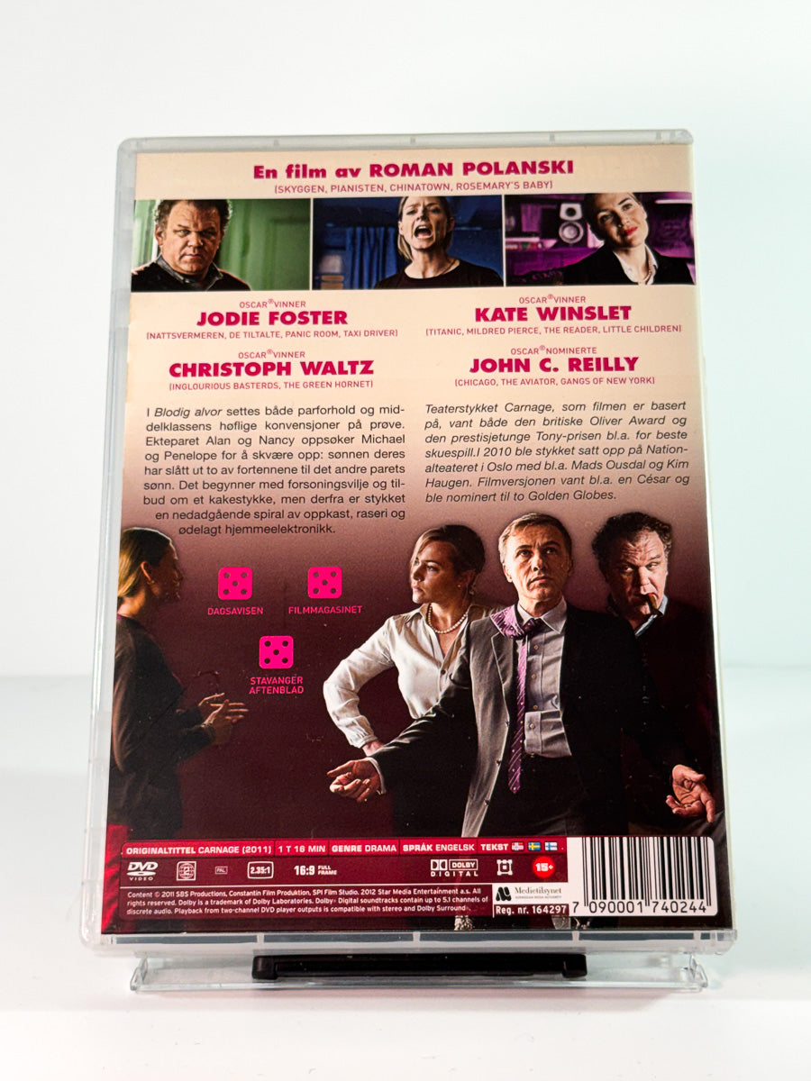 Bakside av cover til blodig alvor, brukt original DVD hos Brukbar Film