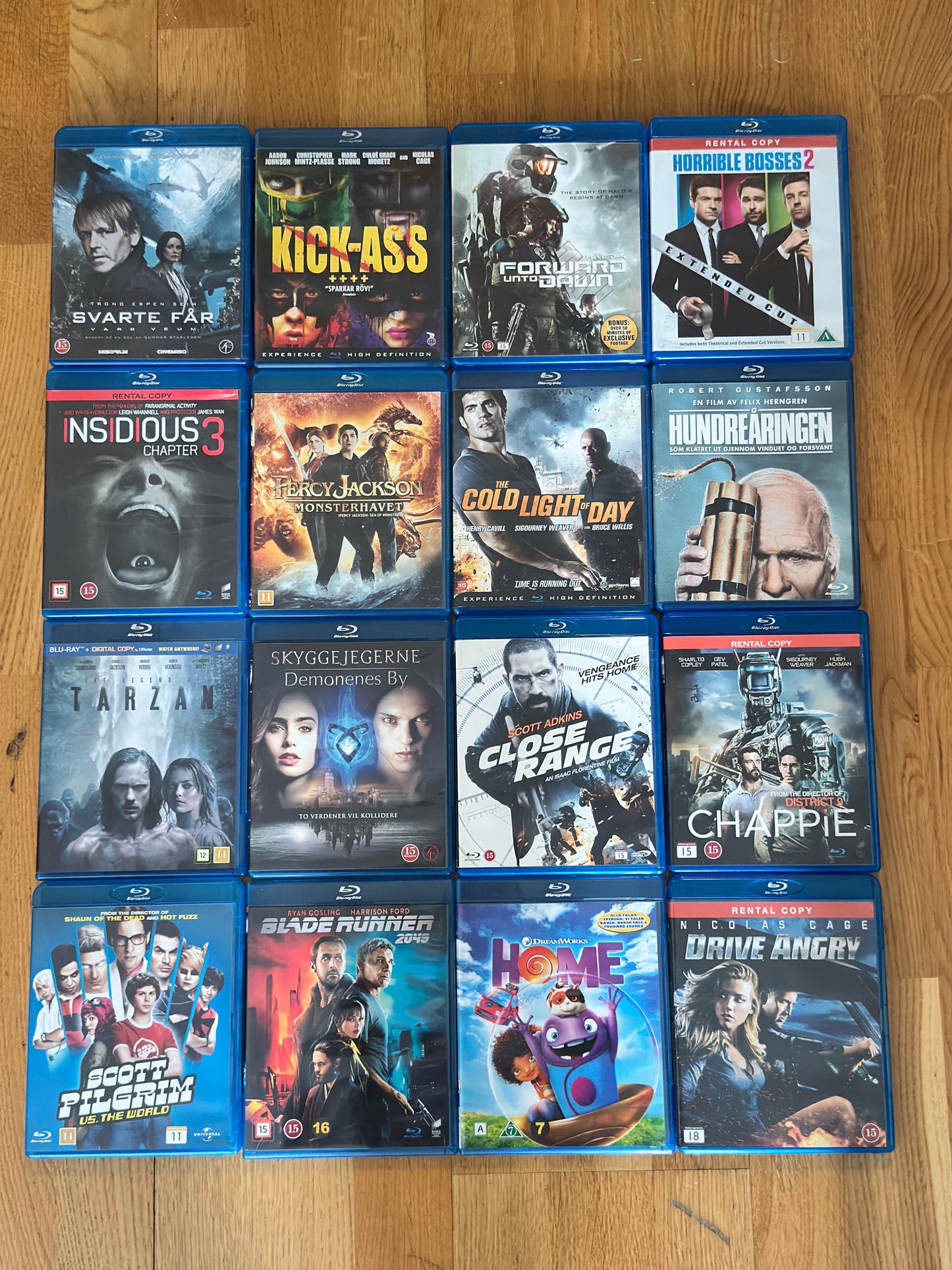 Oversikt over samling av Blu-ray filmer, brukt samling hos Brukbar Film