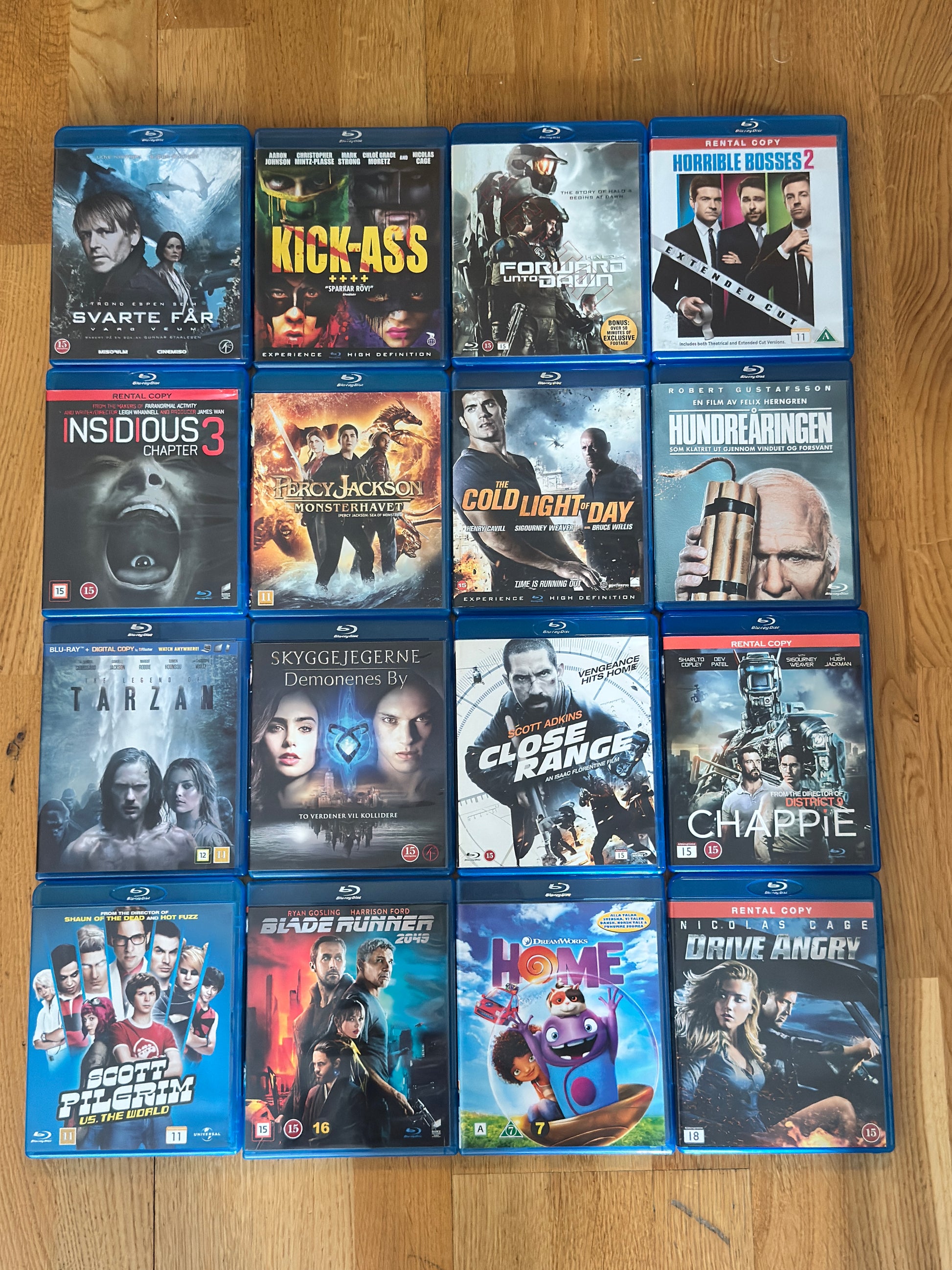 Oversikt over samling av Blu-ray filmer, brukt samling hos Brukbar Film