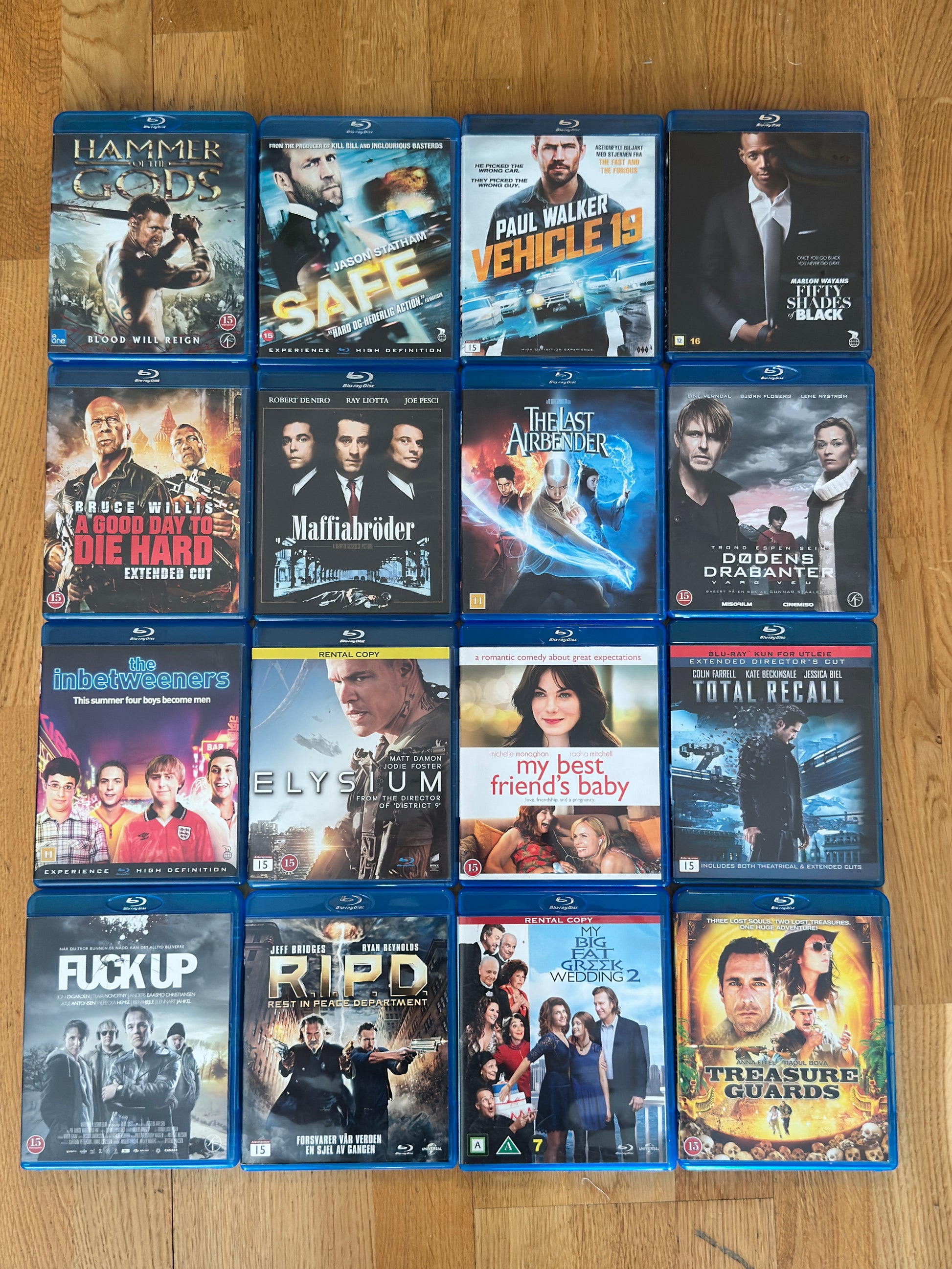 Oversikt over samling av Blu-ray filmer, brukt samling hos Brukbar Film