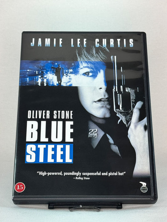 Forside av DVD-cover til Blue Steel, bruktfilm på DVD hos Brukbar Film