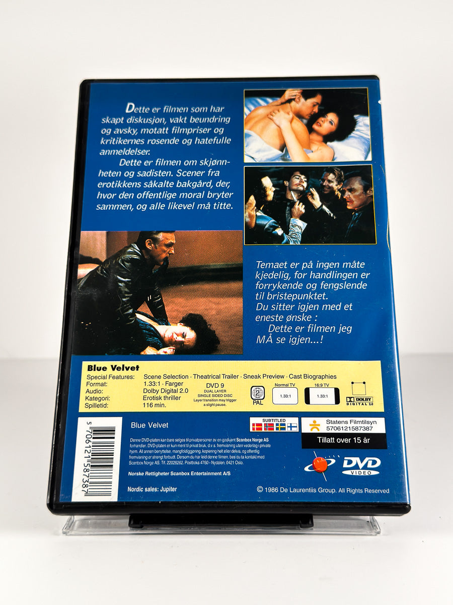 Bakside av cover til Blue Velvet på DVD