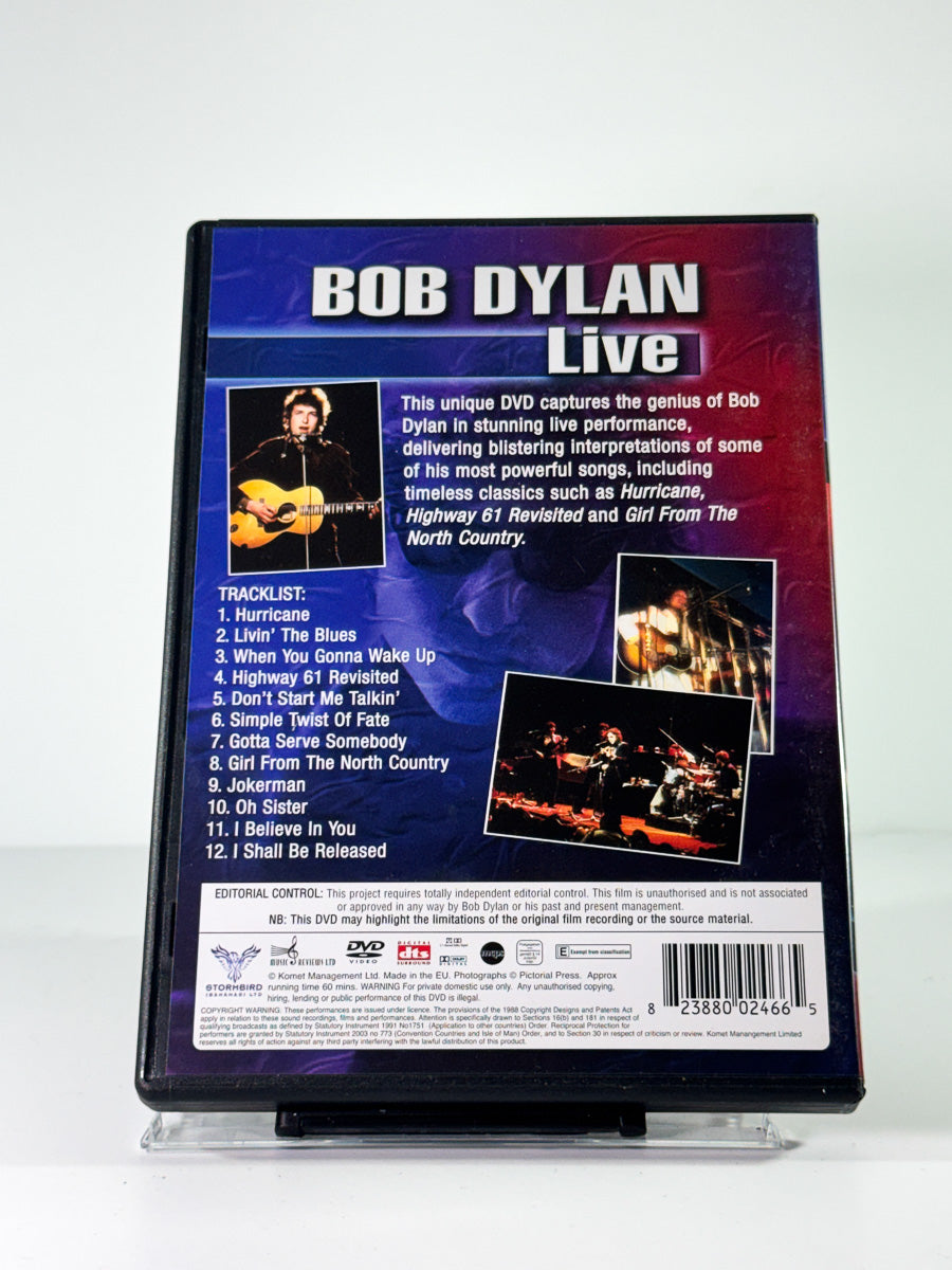 Bakside av cover til bob dylan live, brukt DVD hos Brukbar Film