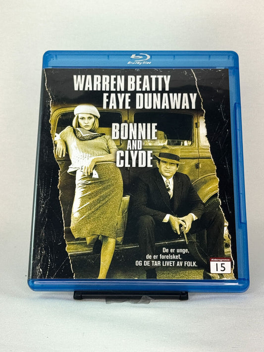 Forside av Blu-ray-cover til filmklassikeren Bonnie and Clyde – brukt krimdrama hos Brukbar Film