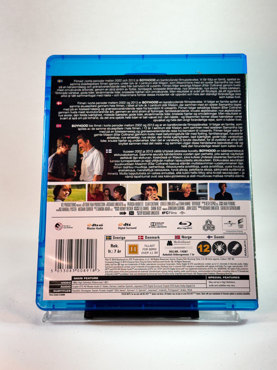Bakside av cover til Boyhood, brukt Blu-ray hos Brukbar Film
