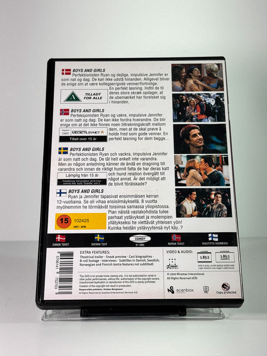 Bakside av cover til Boys and Girls, brukt original DVD hos Brukbar Film