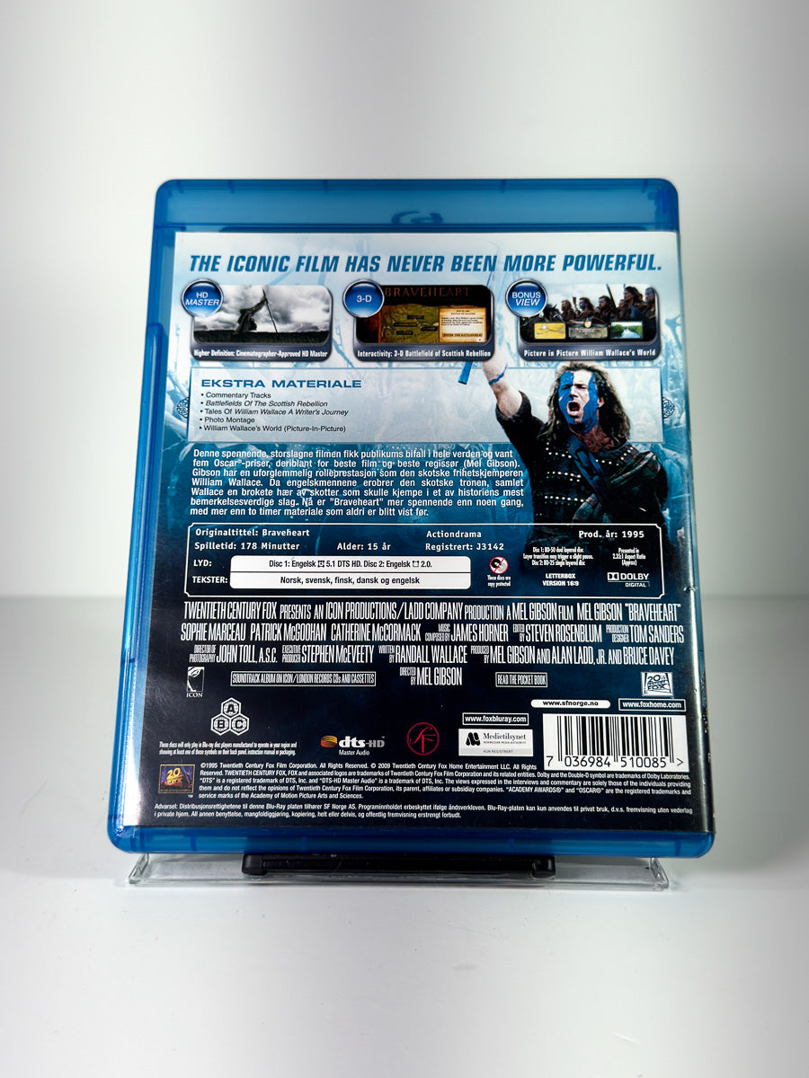 Bakside av cover til Braveheart på Blu-ray