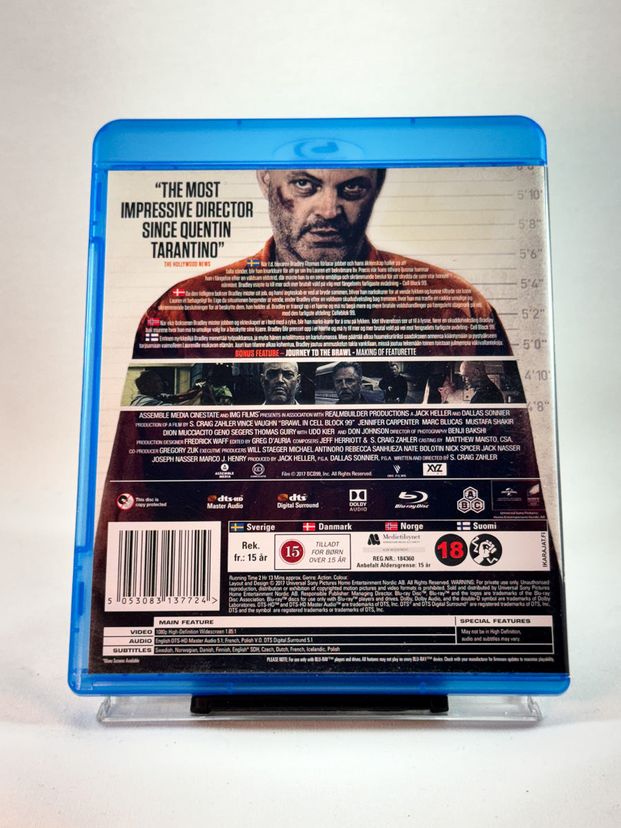 Bakside av cover til Brawl in Cell Block 99, brukt Blu-ray hos Brukbar Film