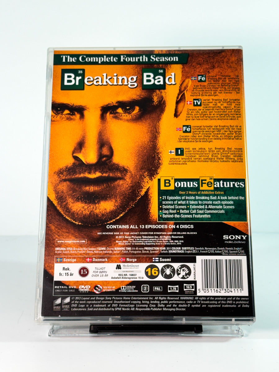 Bakside av cover til Breaking Bad – The Complete Fourth Season, brukt DVD hos Brukbar Film