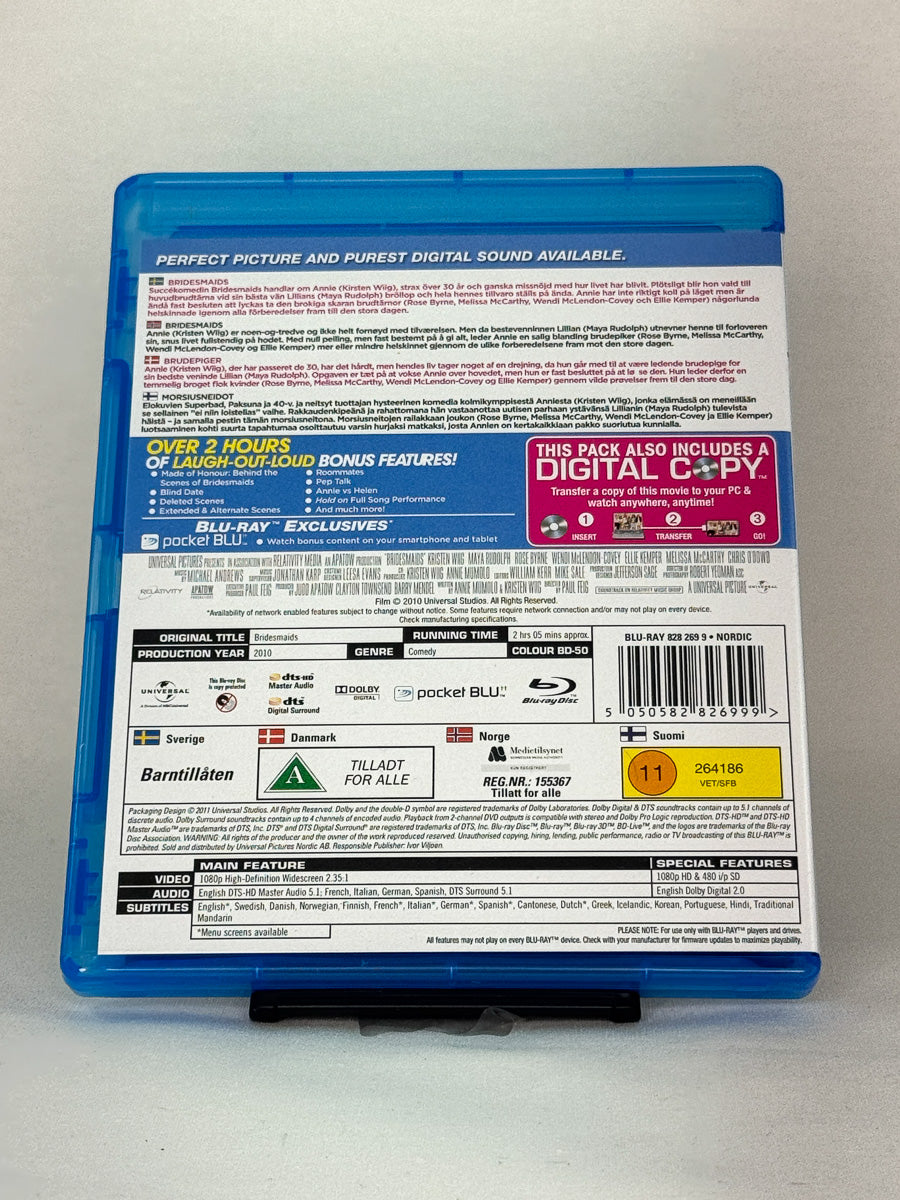 Bakside av Blu-ray-cover for Bridesmaids – brukt original Blu-ray komedie fra Brukbar Film