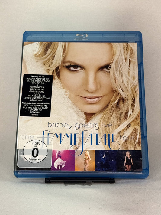Forside av Blu-ray-cover til Britney Spears Live: The Femme Fatale Tour – konsertutgivelse på brukt Blu-ray hos Brukbar Film