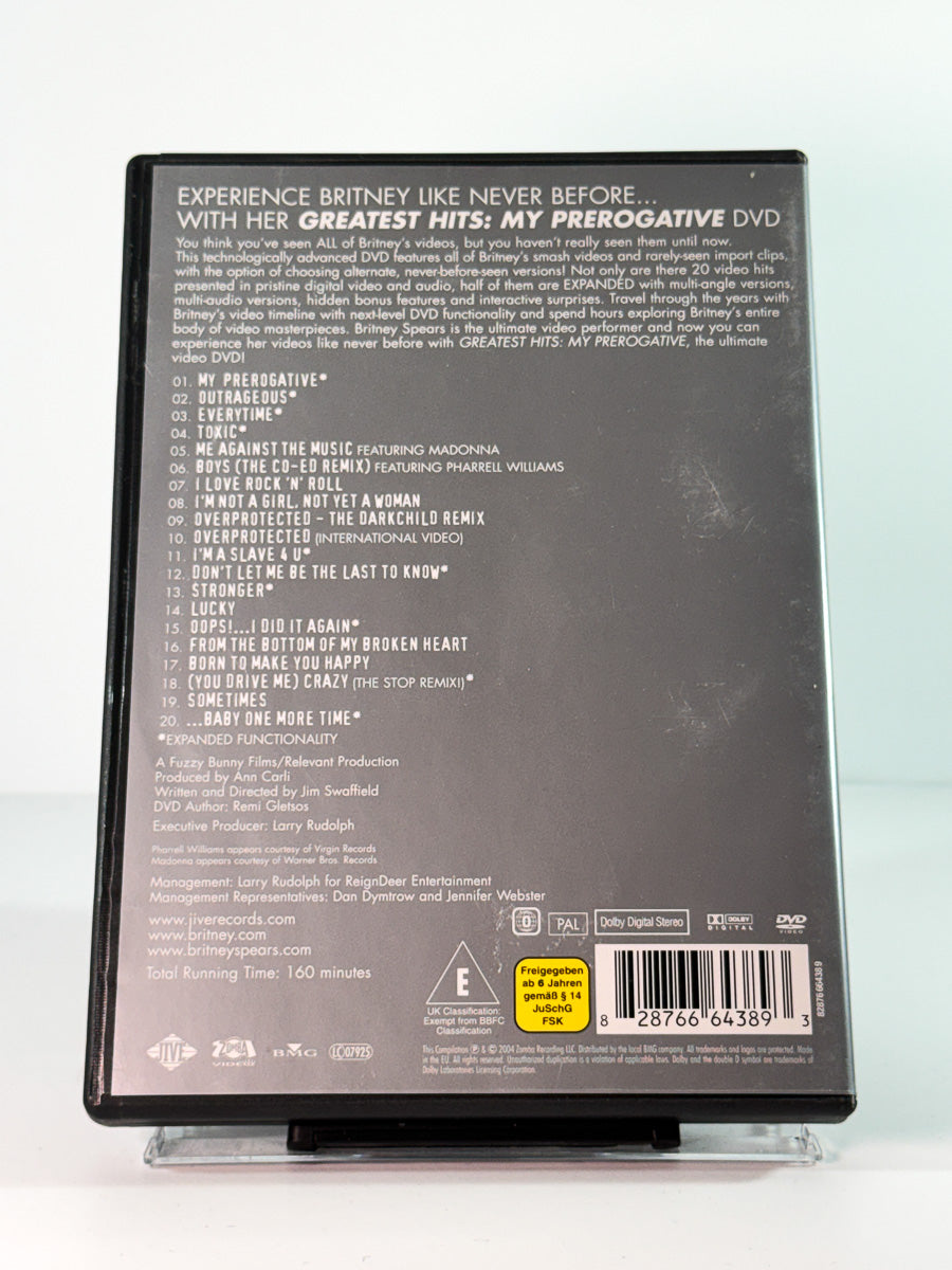 Bakside av cover til Britney Spears: Greatest Hits – My Prerogative, bruktfilm på DVD hos Brukbar Film