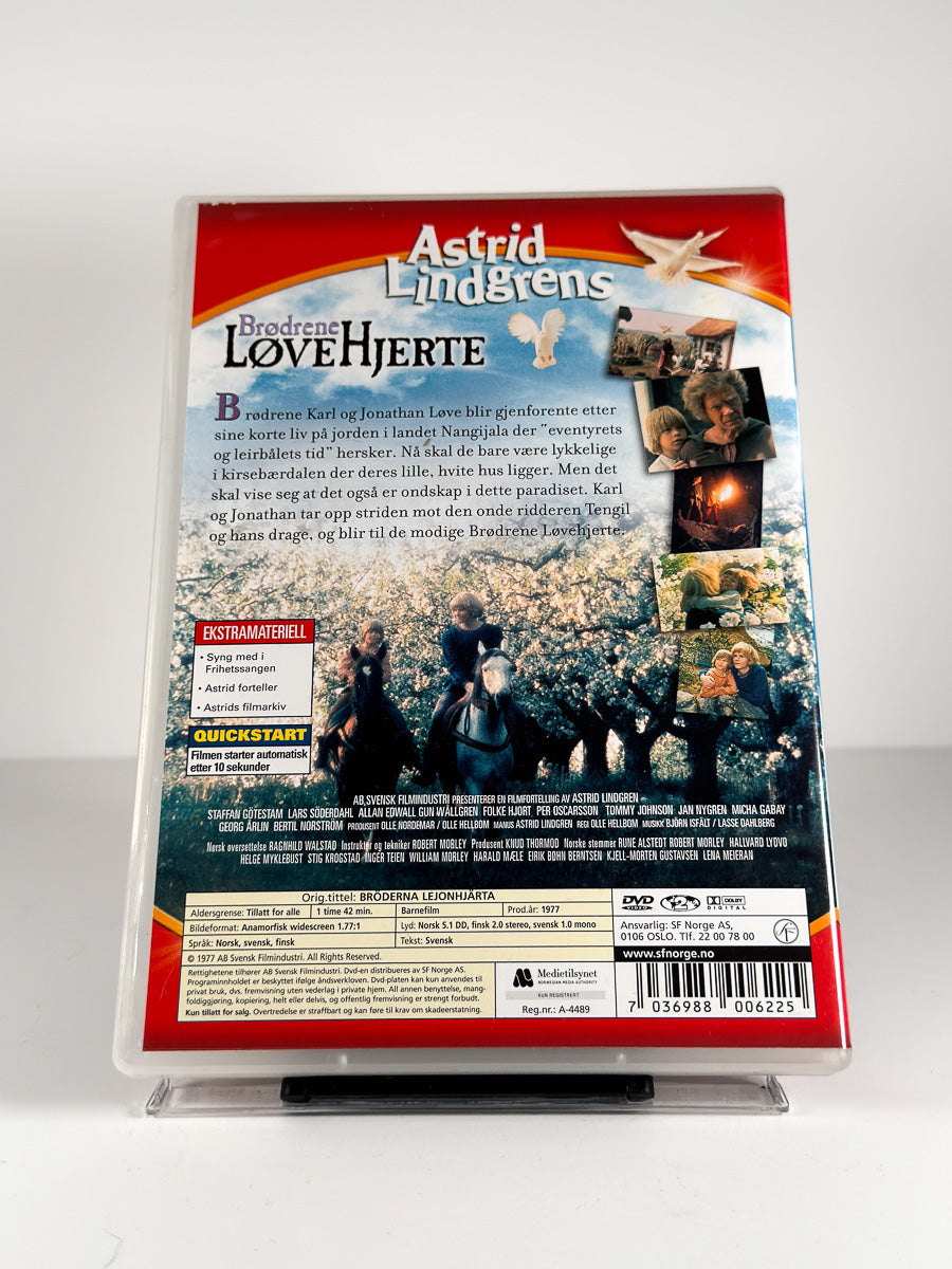 Bakside av cover til Brødrene Løvehjerte på DVD