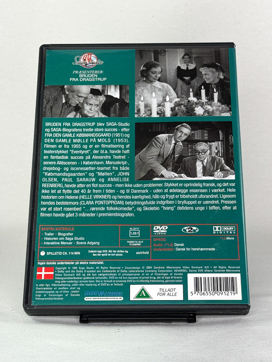 Bakside av Bruden fra Dragstrup – lystspill fra dansk films gullalder med Annelise Reenberg, brukt DVD-utgave fra Brukbar Film.