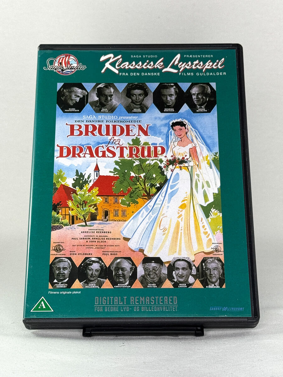 Forside av DVD-cover til Bruden fra Dragstrup – dansk folkekomedie fra Saga Studio, digitalt restaurert klassiker tilgjengelig hos Brukbar Film.