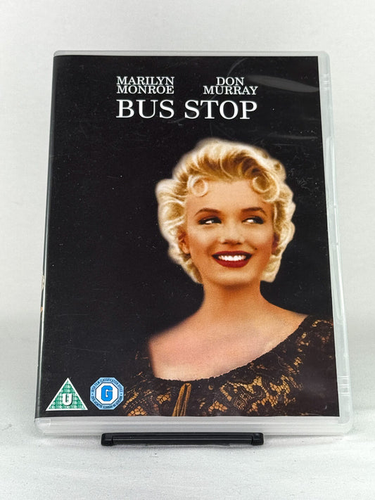 Forside av brukt DVD Bus Stop med Marilyn Monroe – klassisk filmcover tilgjengelig hos Brukbar Film.