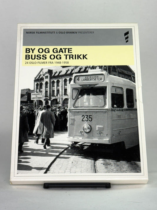 DVD-forside til filmen By og gate, buss og trikk  24 Oslo-filmer fra 1948–1958
Originalt cover brukt for produktbilde i nettbutikken Brukbar Film