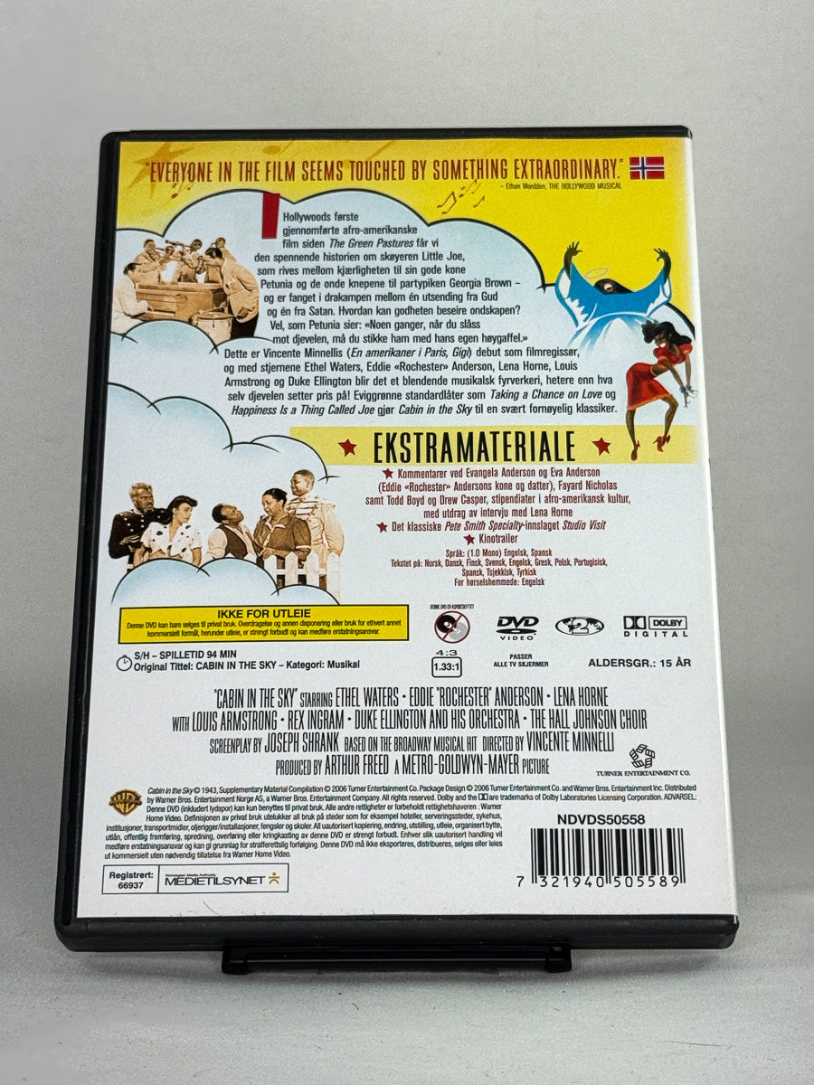 Bakside av DVD-cover for Cabin in the Sky – brukt klassisk musikal på DVD, tilgjengelig hos Brukbar Film.
