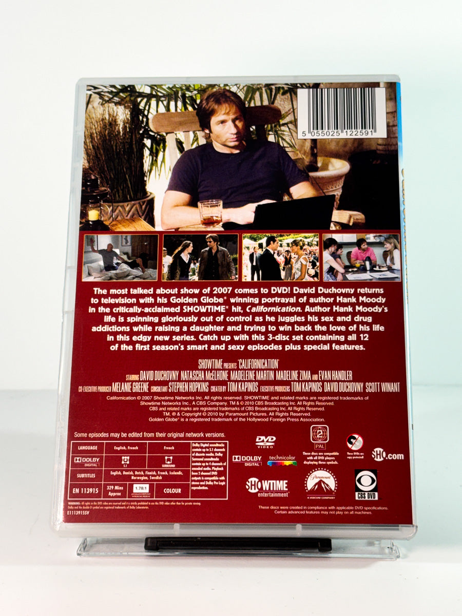 Bakside av cover til Californication – The First Season, brukt original DVD hos Brukbar Film