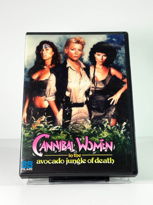 Forside av cover til Cannibal Women in the Avocado Jungle of Death, brukt DVD hos Brukbar Film