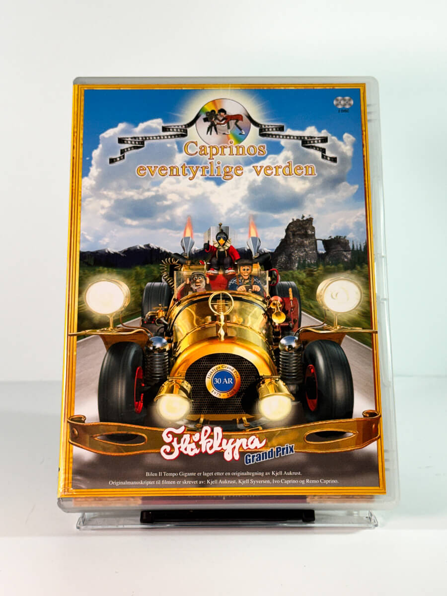 Forside av cover til caprinos eventyrlige verden 1 – flåklypa grand prix, brukt DVD hos Brukbar Film