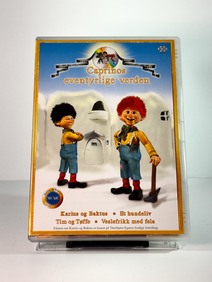 Forside av cover til caprinos eventyrlige verden 2 – karius og baktus et hundeliv tim og toffe veslefrikk med fela, bruktfilm på DVD hos Brukbar Film