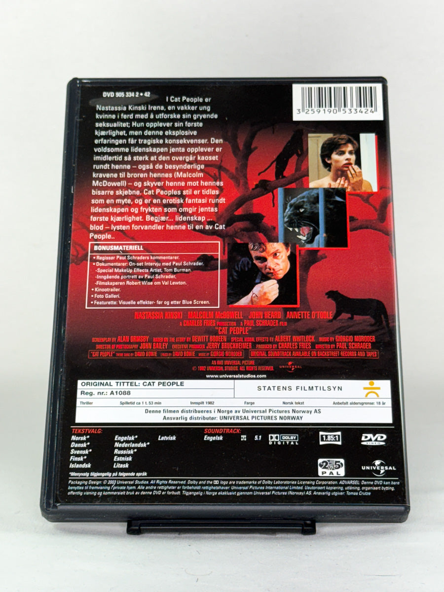 DVD-cover-bakside til filmen Cat People – Brukt DVD fra nettbutikken Brukbar Film