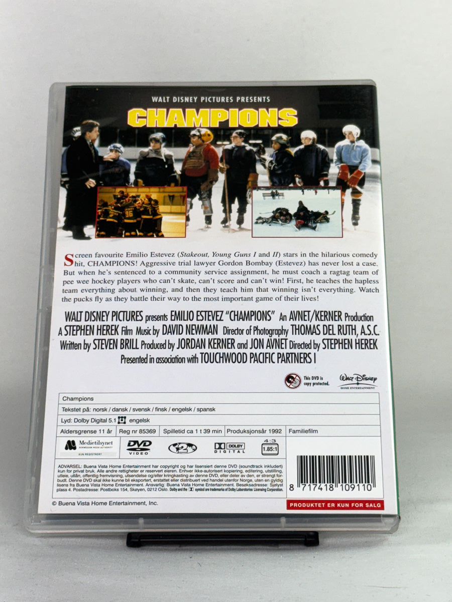 DVD-cover-bakside til filmen Champions – Brukt DVD fra nettbutikken Brukbar Film