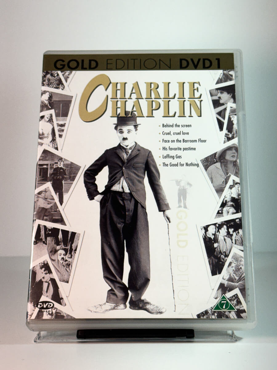 Forside av cover til Charlie Chaplin Gold Edition DVD1, brukt DVD hos Brukbar Film