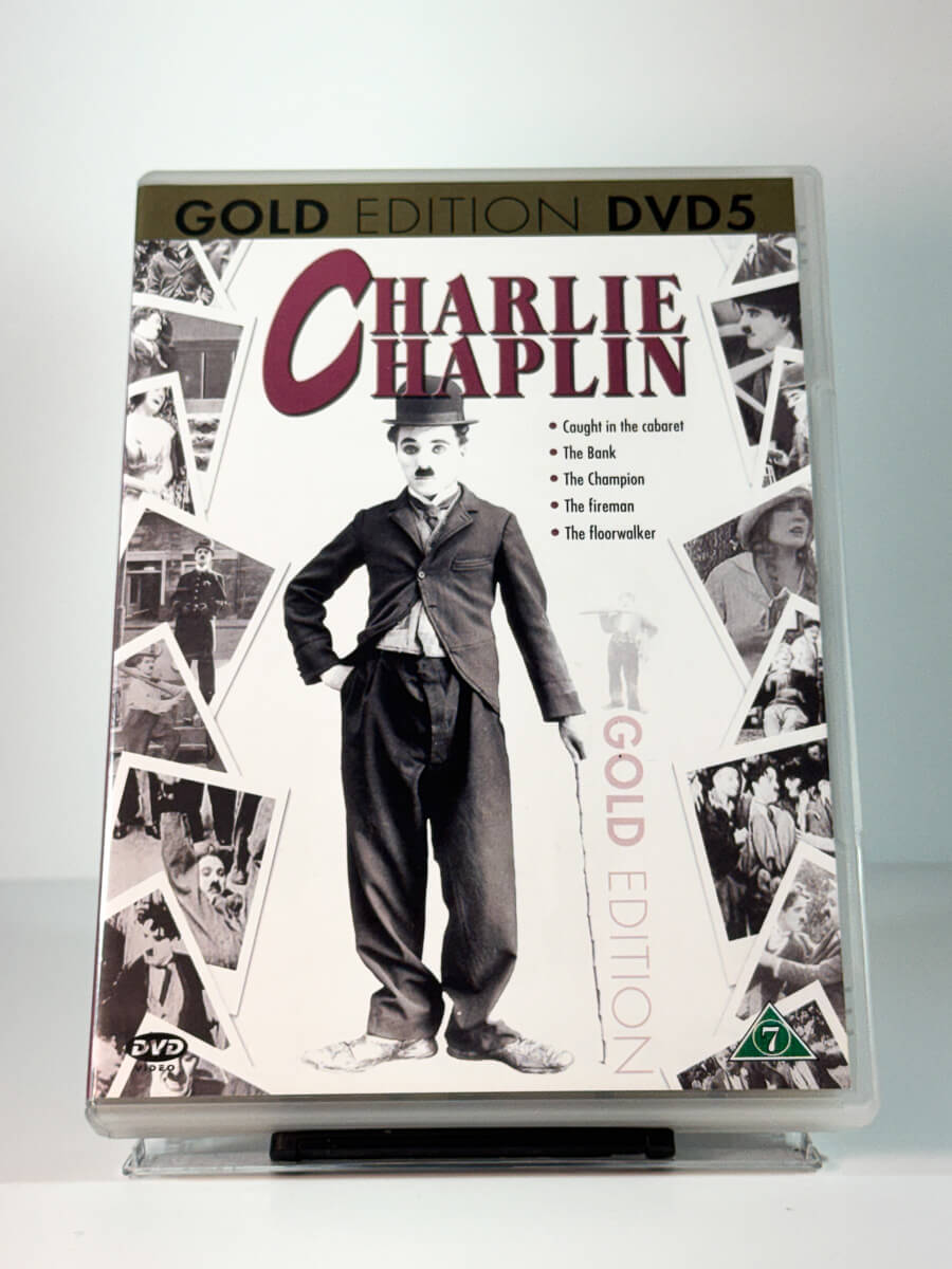 Forside av cover til Charlie Chaplin Gold Edition DVD5, brukt DVD hos Brukbar Film 