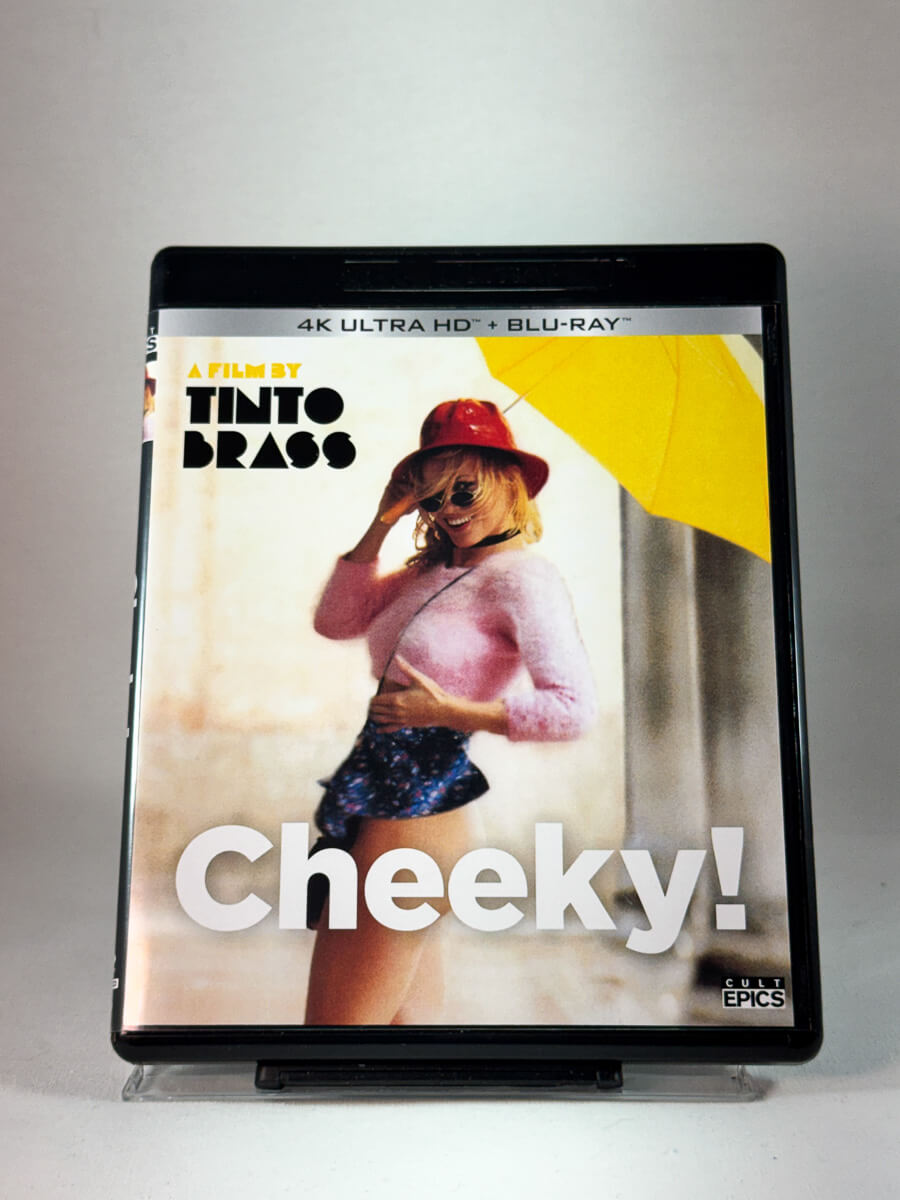 Forside av cover til Cheeky!, brukt original Blu-ray og Ultra 4k hos Brukbar Film