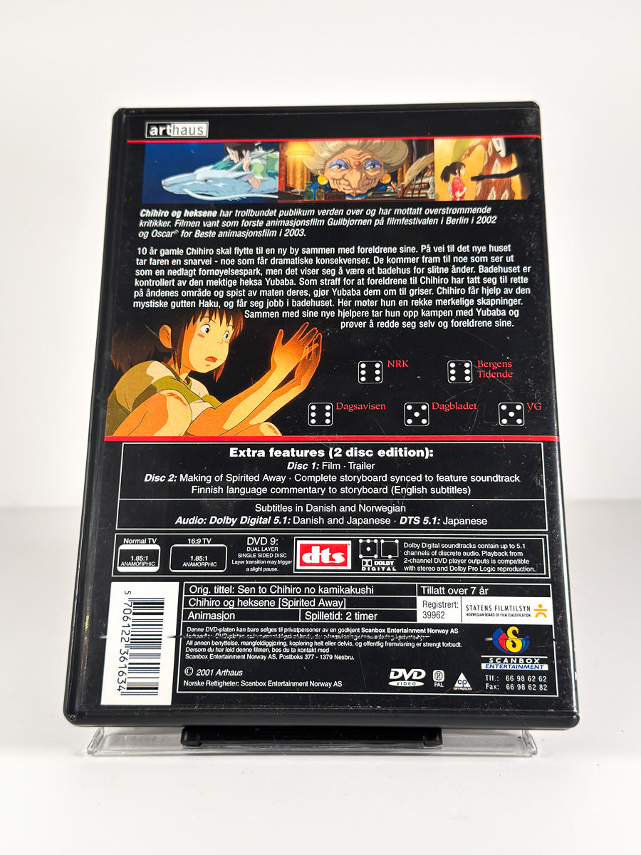 Bakside av cover til Chihiro og heksene på DVD