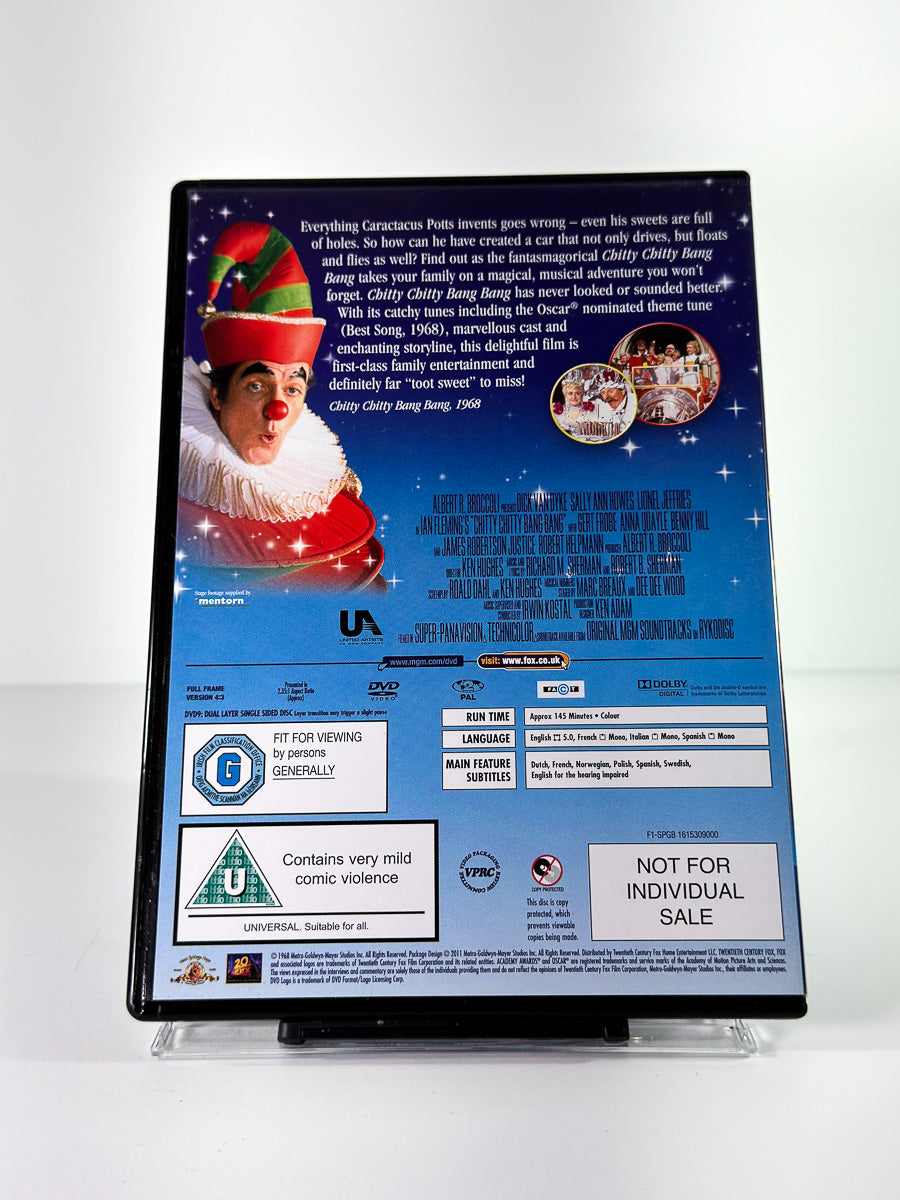 Bakside av cover til Chitty Chitty Bang Bang, brukt original DVD hos Brukbar Film