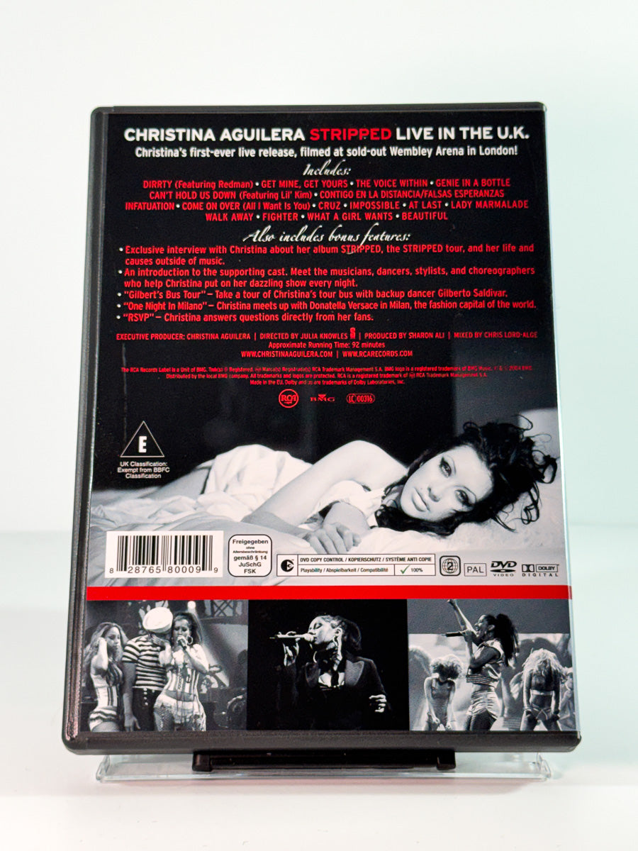 Bakside av cover til Christina Aguilera: Stripped – Live In The U.K., bruktfilm hos nettbutikken Brukbar Film