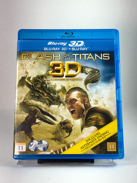 Forside av DVD-cover til Clash of the Titans (Blu-ray 3D), bruktfilm hos nettbutikken Brukbar Film