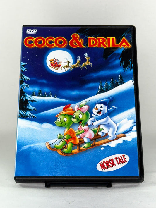 Forside av DVD-cover til Coco & Drila – norsk barnefilm med juletema og norsk tale, perfekt for små barn, hos Brukbar Film.