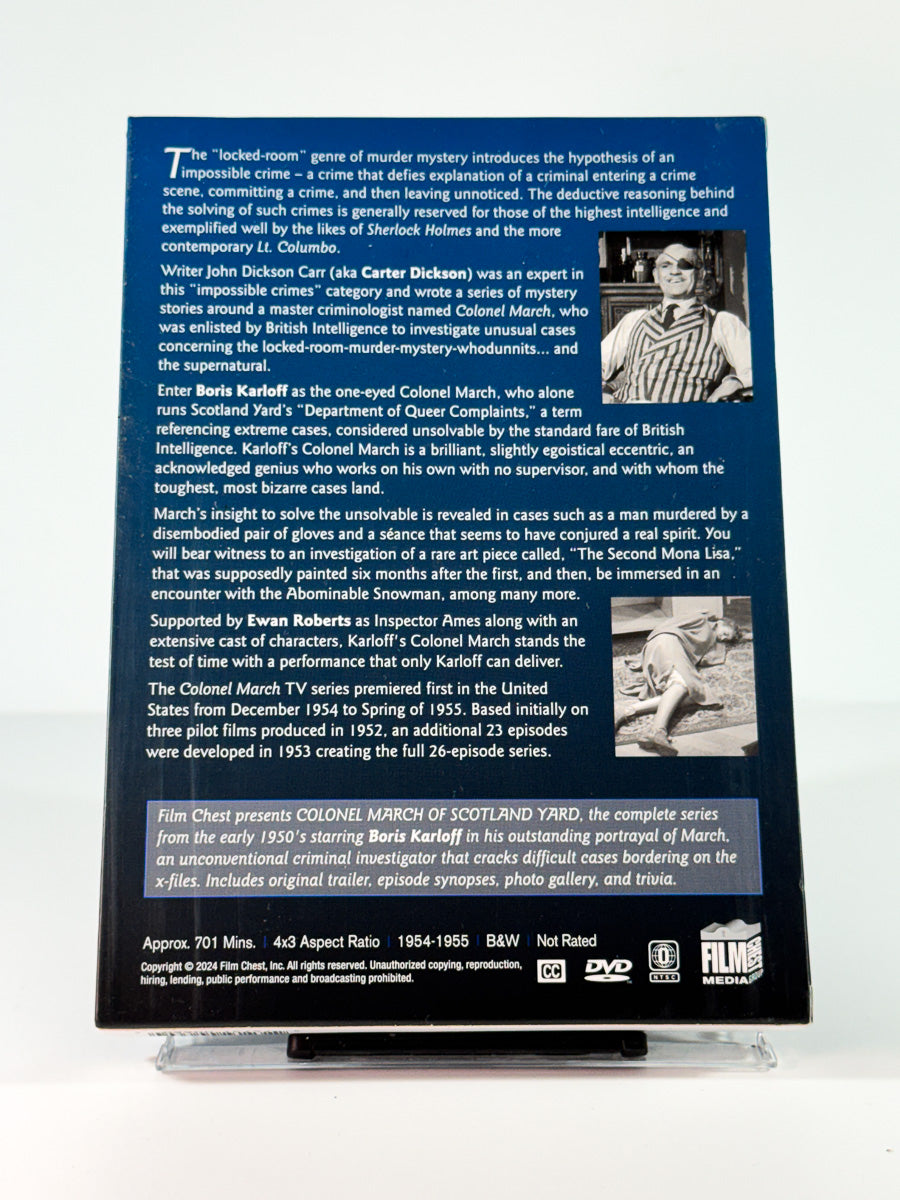 Bakside av cover til Colonel March of Scotland Yard, brukt original DVD hos Brukbar Film