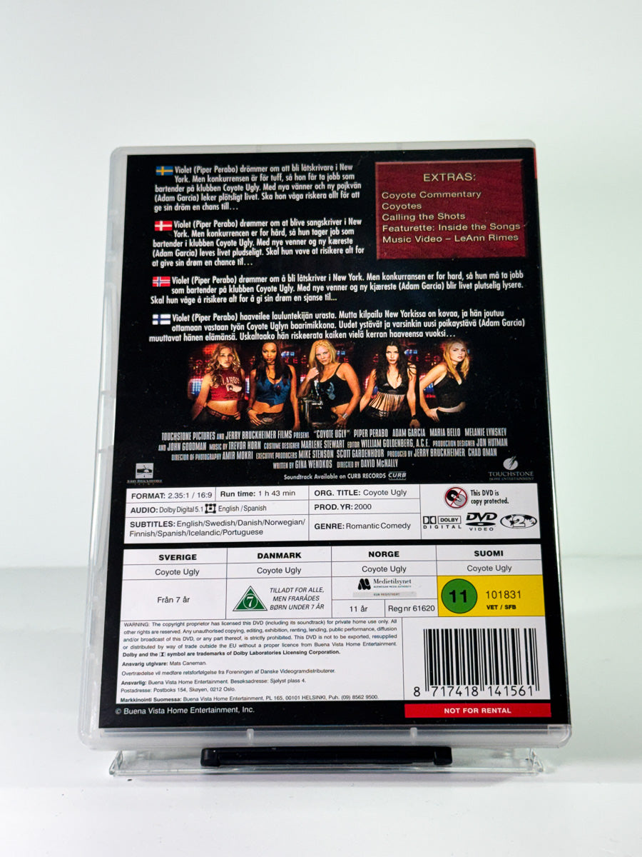 Bakside av cover til coyote ugly, brukt original DVD hos Brukbar Film