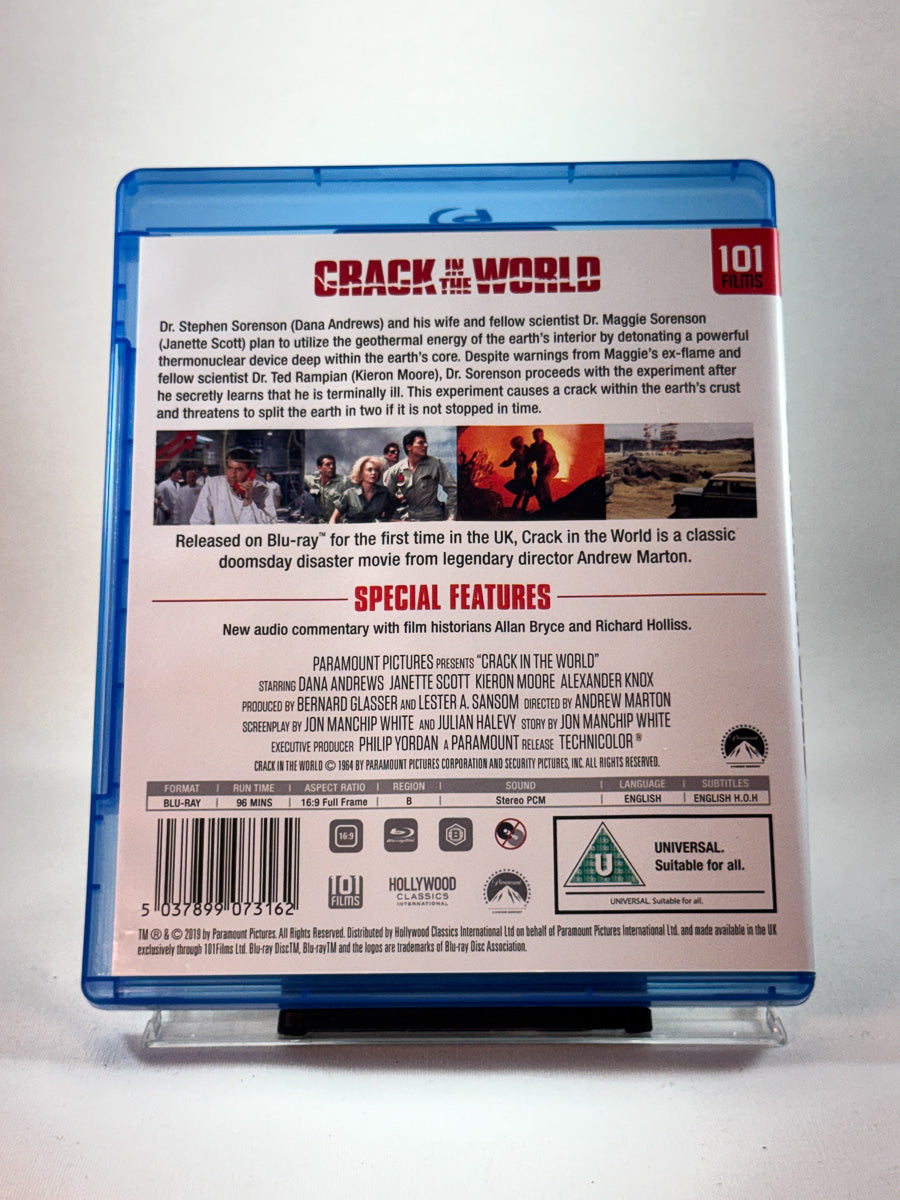 Bakside av cover til Crack in the World, brukt Blu-ray hos Brukbar Film