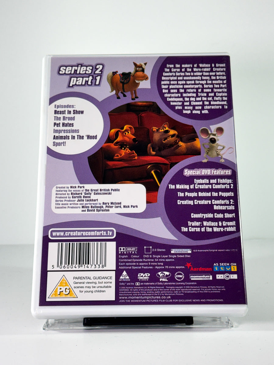 Bakside av cover til Creature Comforts – Series 2 Part 1, bruktfilm på DVD hos Brukbar Film