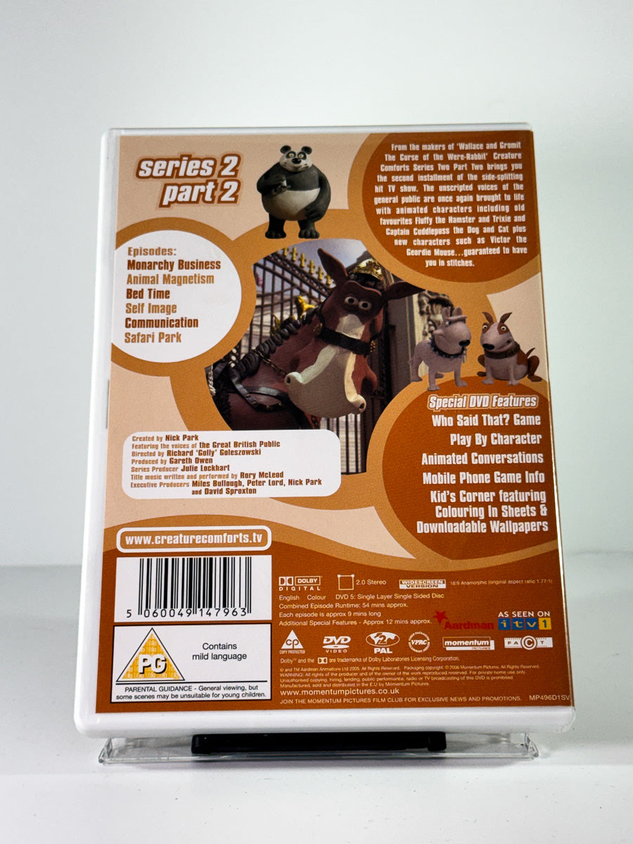 Bakside av cover til Creature Comforts – Series 2 Part 2, brukt original DVD hos Brukbar Film