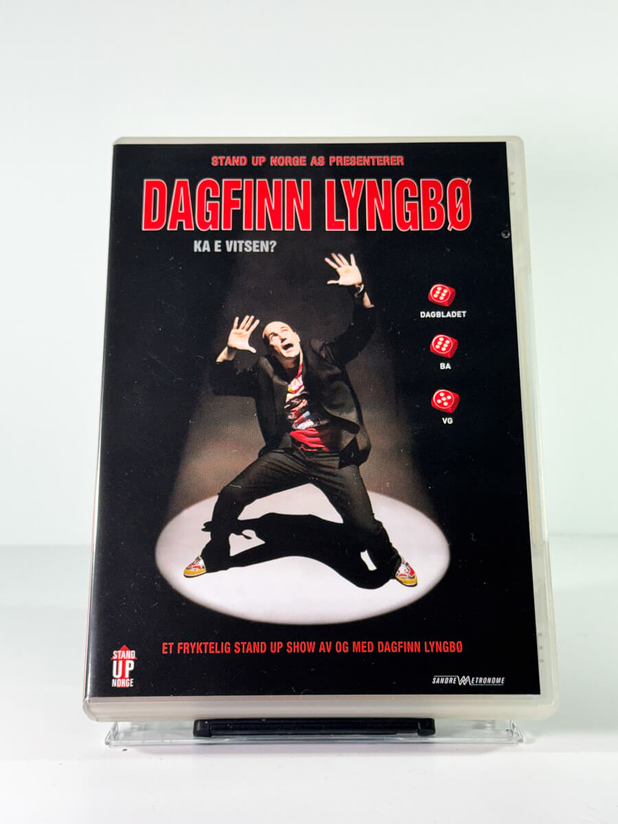 Forside av cover til dagfinn lyngbo ka e vitsen, bruktfilm hos nettbutikken Brukbar Film
