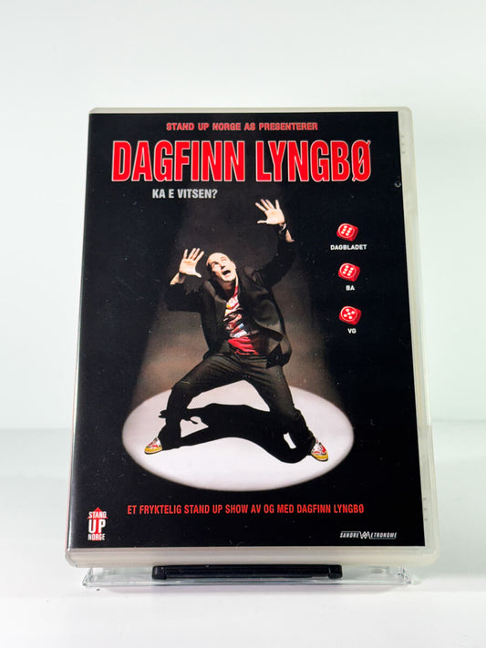 Forside av cover til dagfinn lyngbo ka e vitsen, bruktfilm hos nettbutikken Brukbar Film
