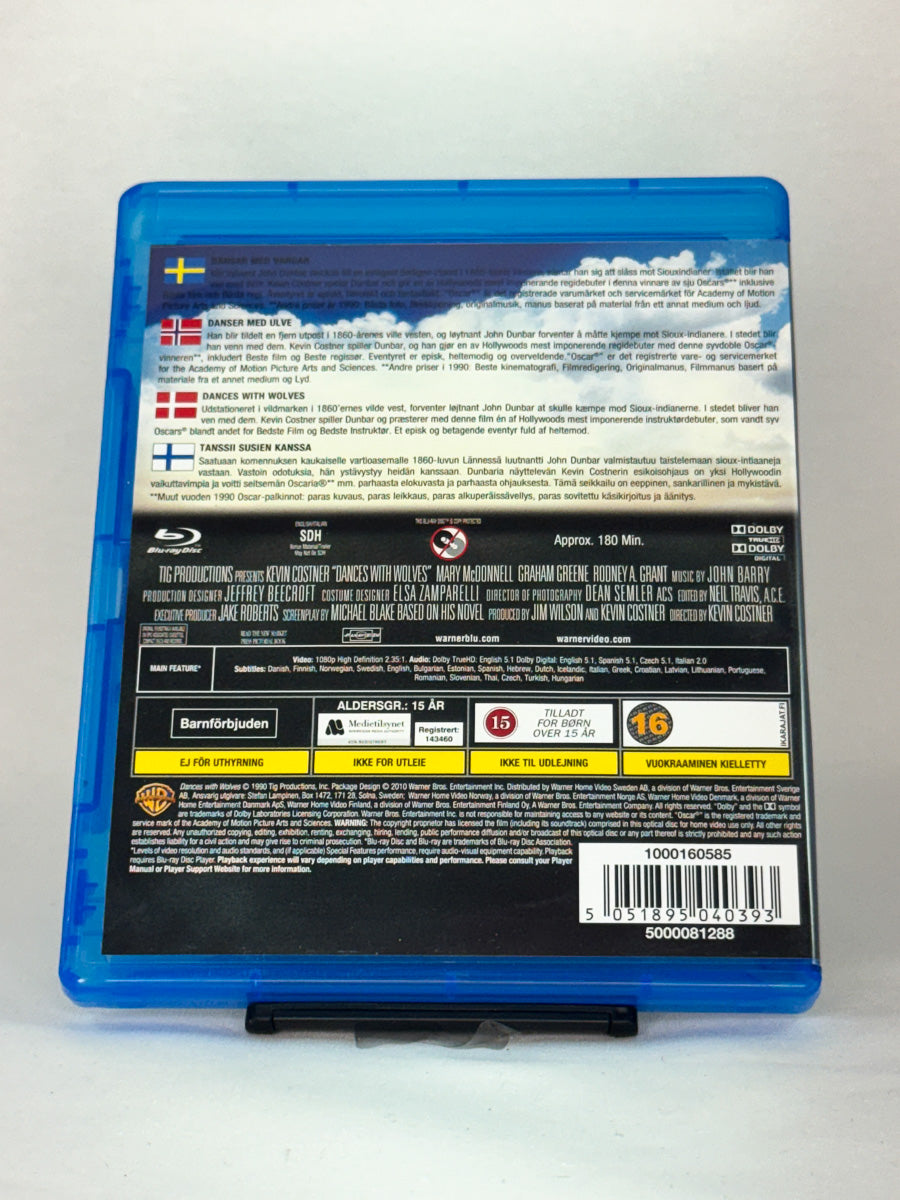 Blu-ray-cover-bakside til filmen Dances With Wolves (Danser med ulver) – Brukt Blu-ray fra nettbutikken Brukbar Film