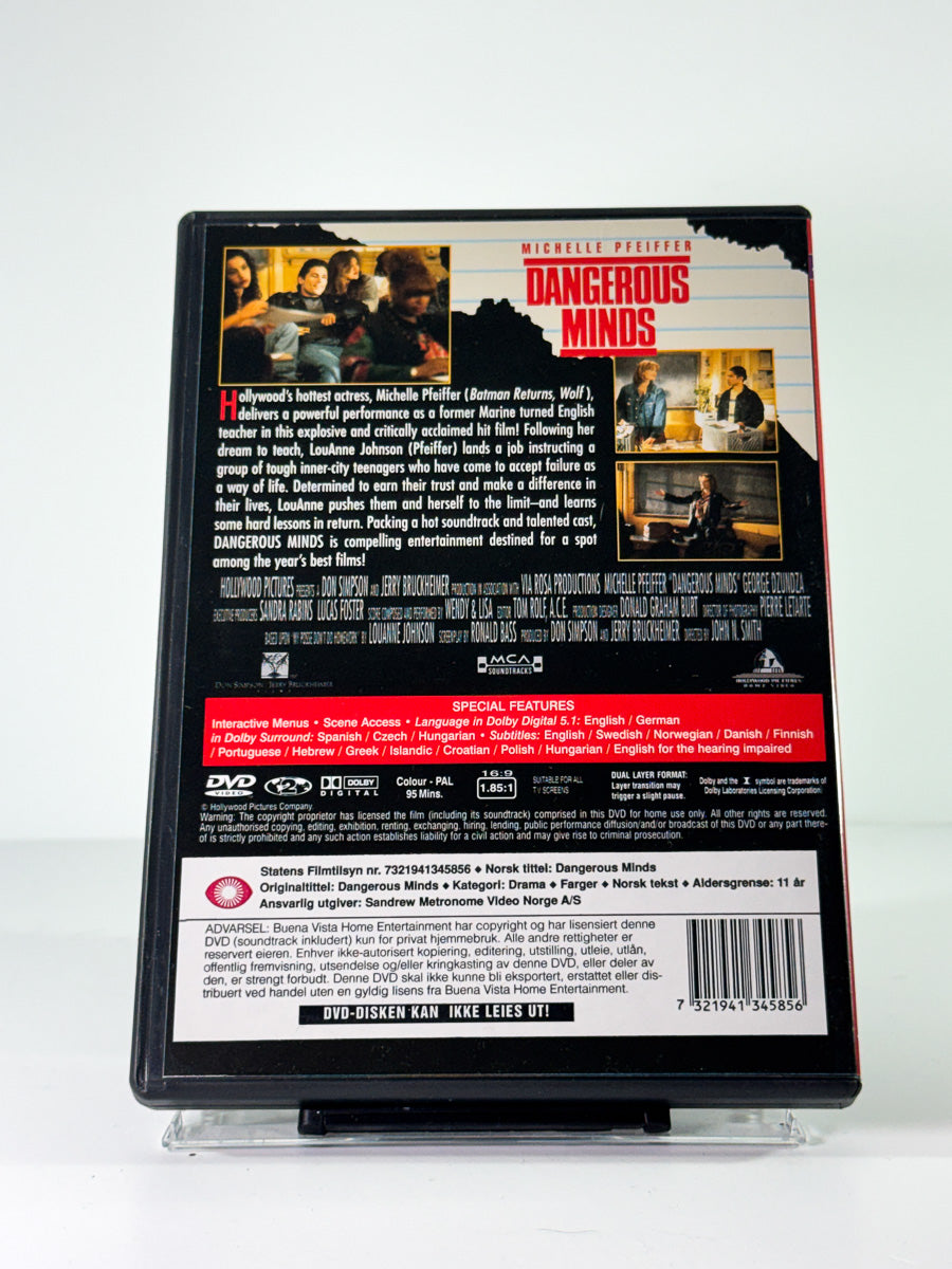 Bakside av cover til dangerous minds, brukt DVD hos Brukbar Film