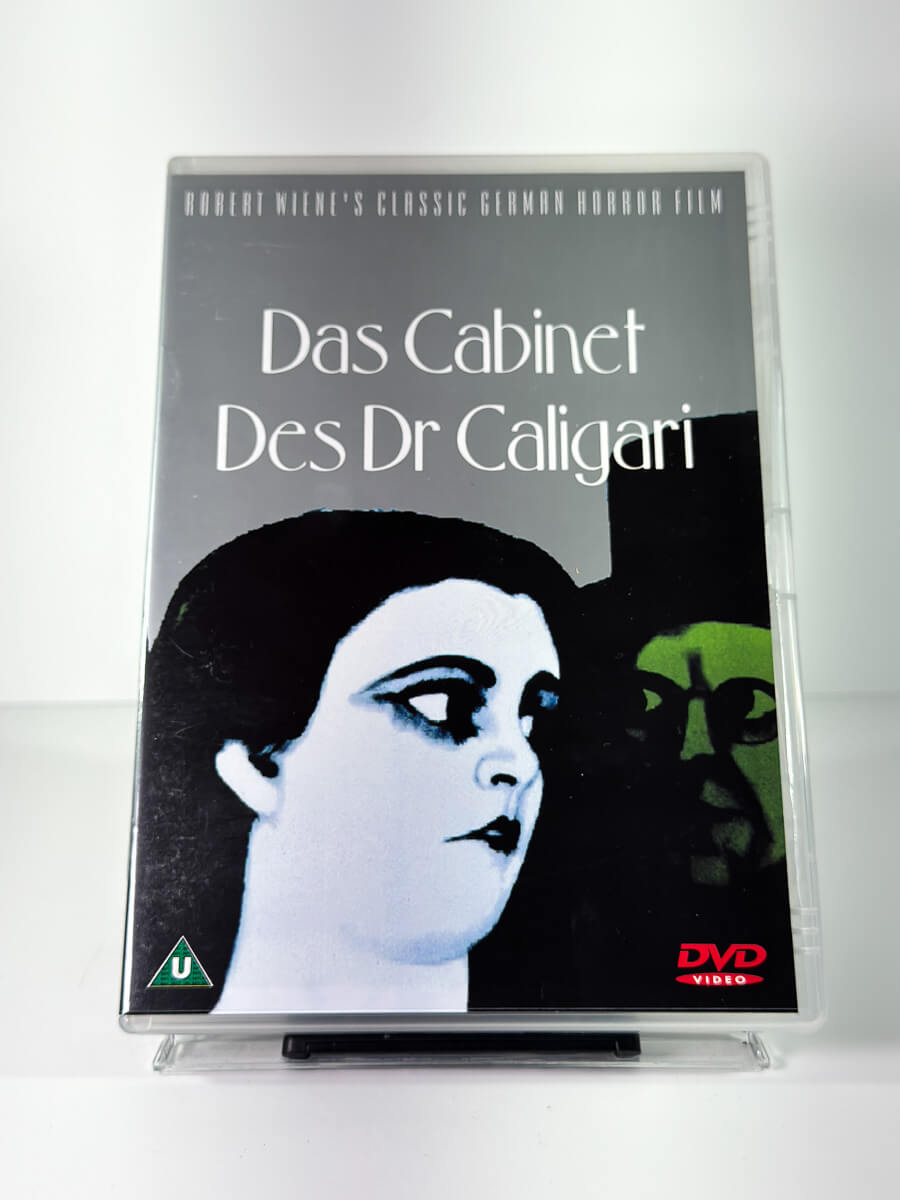 Forside av cover til Das Cabinet Des Dr Caligari, bruktfilm hos nettbutikken Brukbar Film