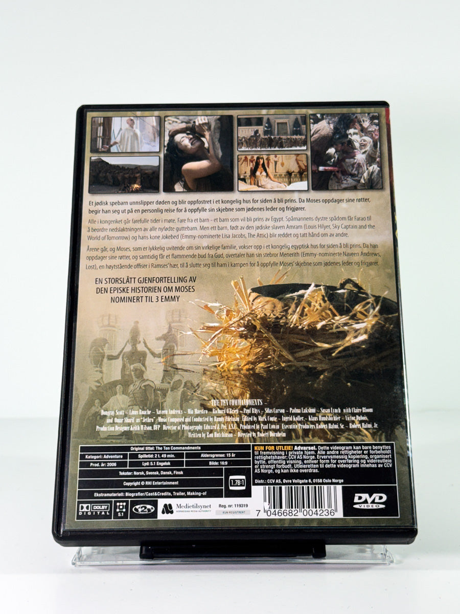 Bakside av cover til De 10 bud, brukt original DVD hos Brukbar Film