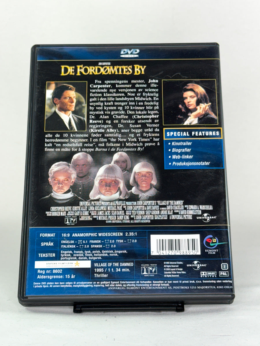 Bakside av DVD-cover for De fordømtes by – brukt skrekkfilm på DVD, norsk utgave fra Brukbar Film